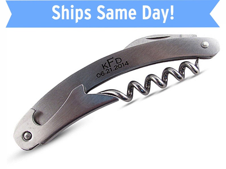 Personalized Corkscrew 3function Wine Key Engraved Wedding Etsy