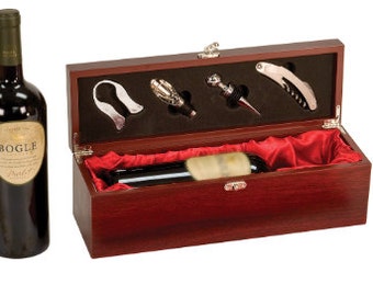 Personalized Rosewood Wine Box with Tools – Anniversary Gift