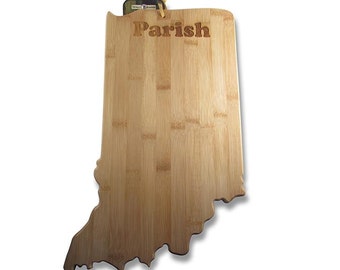 Personalized Indiana Cutting Board - Indiana Shaped Bamboo Cutting Board, Custom Engraved - Wedding Gift, Couples Gift, Housewarming Gift