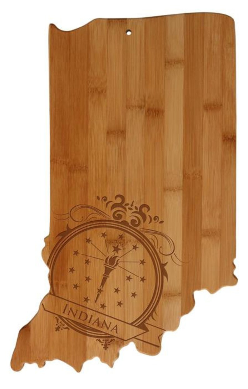 Personalized Indiana Cutting Board Custom Engraved Couples Gift Indiana Shaped Bamboo Cutting Board Wedding Gift Housewarming Gift