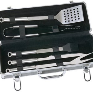 Engraved Blaze 5 Piece Personalized BBQ Set - Dad&#39;s Custom BBQ Tools Set, Father&#39;s Day BBQ Gift, Grilling Gift - Barbecue Tools