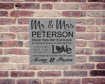 Personalized Wall Art  - Mr & Mrs Engraved Wall Art - Home Decor - Housewarming Gift - Custom Wall Decor 10x10 or 14x14