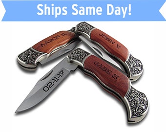 Personalized Rosewood Pocket Knife – Engraved Groomsman Gift