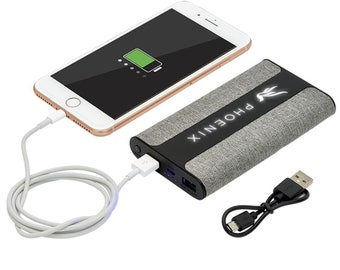 Engraved Tweed Power Bank, Glowing Engraving, UL Certified, 8000mAh | Personalized Power Bank | Custom Promotional Gift