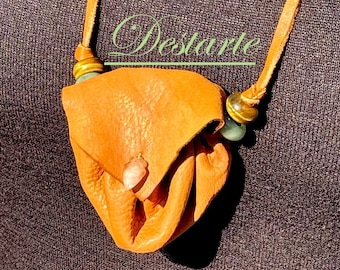 Traditional Rustic Saddle Deerskin Medicine Bag, Personal Power Bag, Personal Medicine Protection, Customized Medicine Necklace