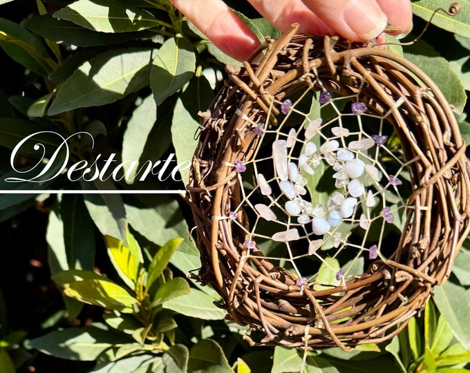 Gentle Soul 4" Grapevine Dreamcatcher with Amethyst, Rose Quartz, Blue Lace Agate and Clear Quartz