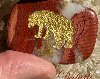Bear Totem Stone: Engraved Worry Gemstone, Embossed Power Animal Pocket Altar