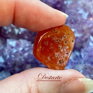 Piedras naturales de cornalina pulidas y energizadas con tarjeta de propiedades