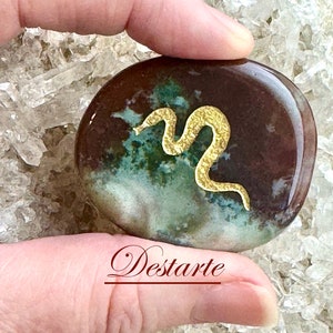 Snake Totem Stone: Engraved Gemstone Worry Stone, Embossed Power Animal Pocket Altar, Kundalini