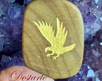 Eagle Totem Stones: Engraved Gemstone Worry Stone, Embossed Power Animal Pocket Altar, Wire Wrapping Stone, Sight
