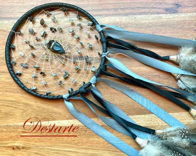 Dark Side of the Moon - Shades of Black 6 inch Dreamcatcher, 8th Chakra Karmic Awakening Dreamcatcher