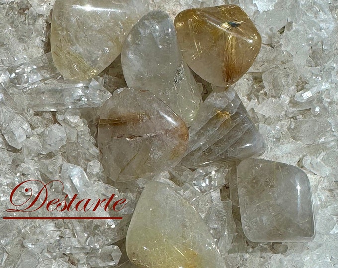 Rutilated Quartz Tumbled Stones, Rutile Quartz, Purification Stones