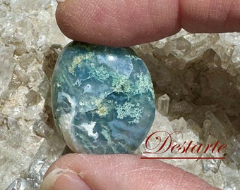 Moss Agate Tumbled Stone: Earth Energy Crystal, Heart Centering