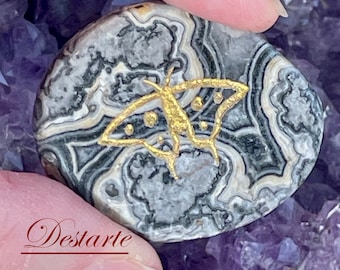 Butterfly Totem Stone: Engraved Gemstone Worry Stone, Embossed Power Animal Pocket Altar, Sweetness