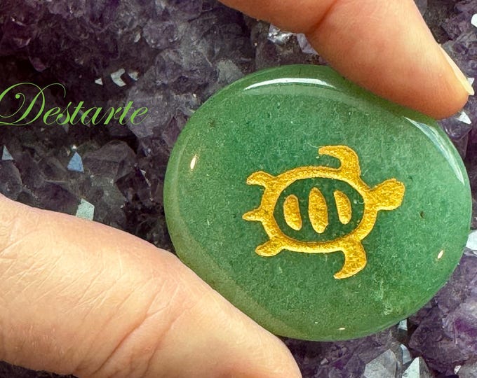 Turtle Totem Stone: Engraved Gemstone Power Animal Worry Stone