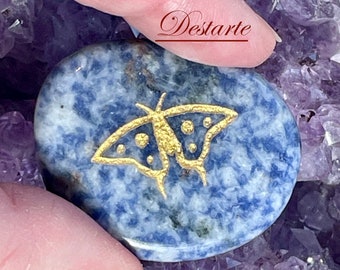 Butterfly Totem Stone: Engraved Worry Gemstone, Embossed Power Animal Pocket Altar