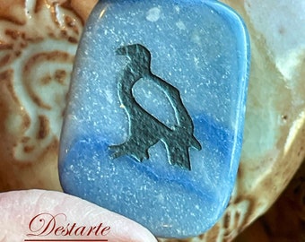 Hawk Totem Stone: Engraved Worry Gemstone, Embossed Power Animal Pocket Altar