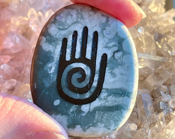 Healer's Hand/Shaman's Hand/Reiki Hand Stones, Comfort Stones, Healing Stones -  Sacred Spiral Hand Stones - Hopi Hand Stones