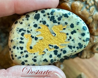 Dragon Totem Stone: Engraved Gemstone Worry Stone, Embossed Power Animal Pocket Altar, Ancient Wisdom
