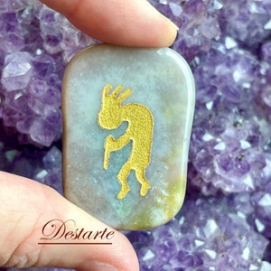 Kokopelli Totem Stone: Engraved Worry Gemstone, Embossed Power Animal Pocket Altar