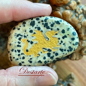 Dragon Totem Stone: Engraved Gemstone Worry Stone, Embossed Power Animal Pocket Altar, Ancient Wisdom