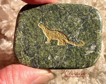 Otter Totem Stone: Engraved Worry Gemstone, Embossed Power Animal Pocket Altar