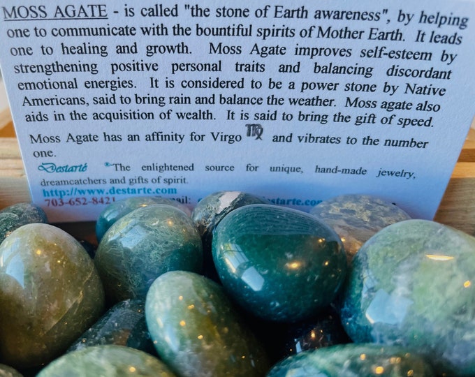 Moss Agate Tumbled Stones, Earth Stones