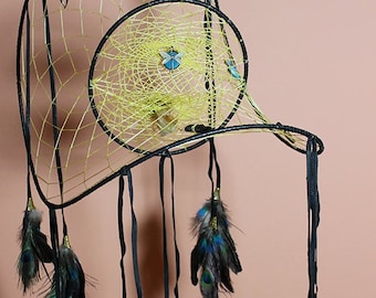 Custom Large Multi-dimentional Dreamcatcher with Crystals and Power Animal, Made to order extra large Dreamcatcher, Totally Customized