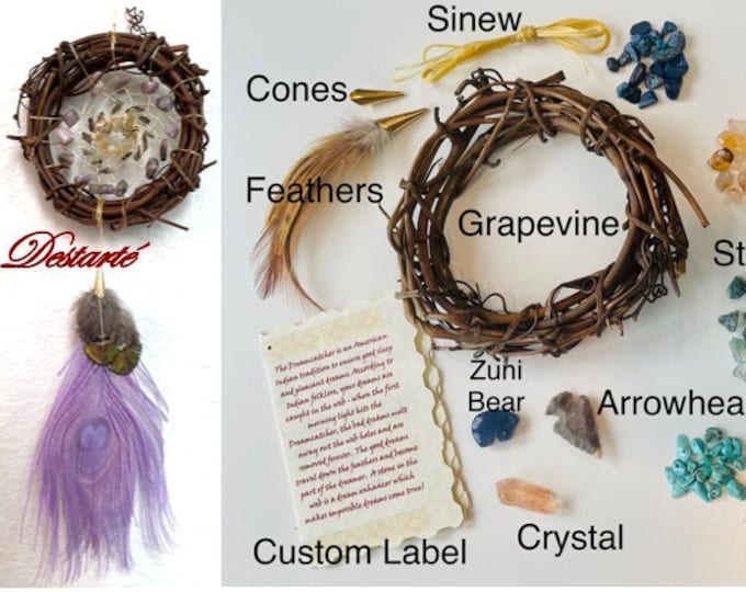 Custom DIY 4 inch Grapevine Dreamcatcher Kit Make your own dream catcher choose your own kit options Vegan Dreamcatcher Kit