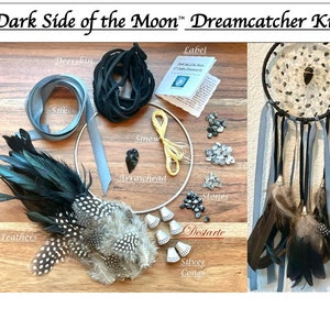 Dark Side of the Moon - Shades of Black Kit acchiappasogni fai da te da 6 pollici, Kit acchiappasogni 8° Chakra, Crea il tuo kit acchiappasogni