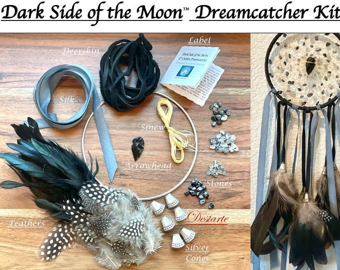 Dark Side of the Moon - Shades of Black DIY 5 inch Dreamcatcher Kit, 8th Chakra Dreamcatcher Kit, Make your own dream catcher Kit