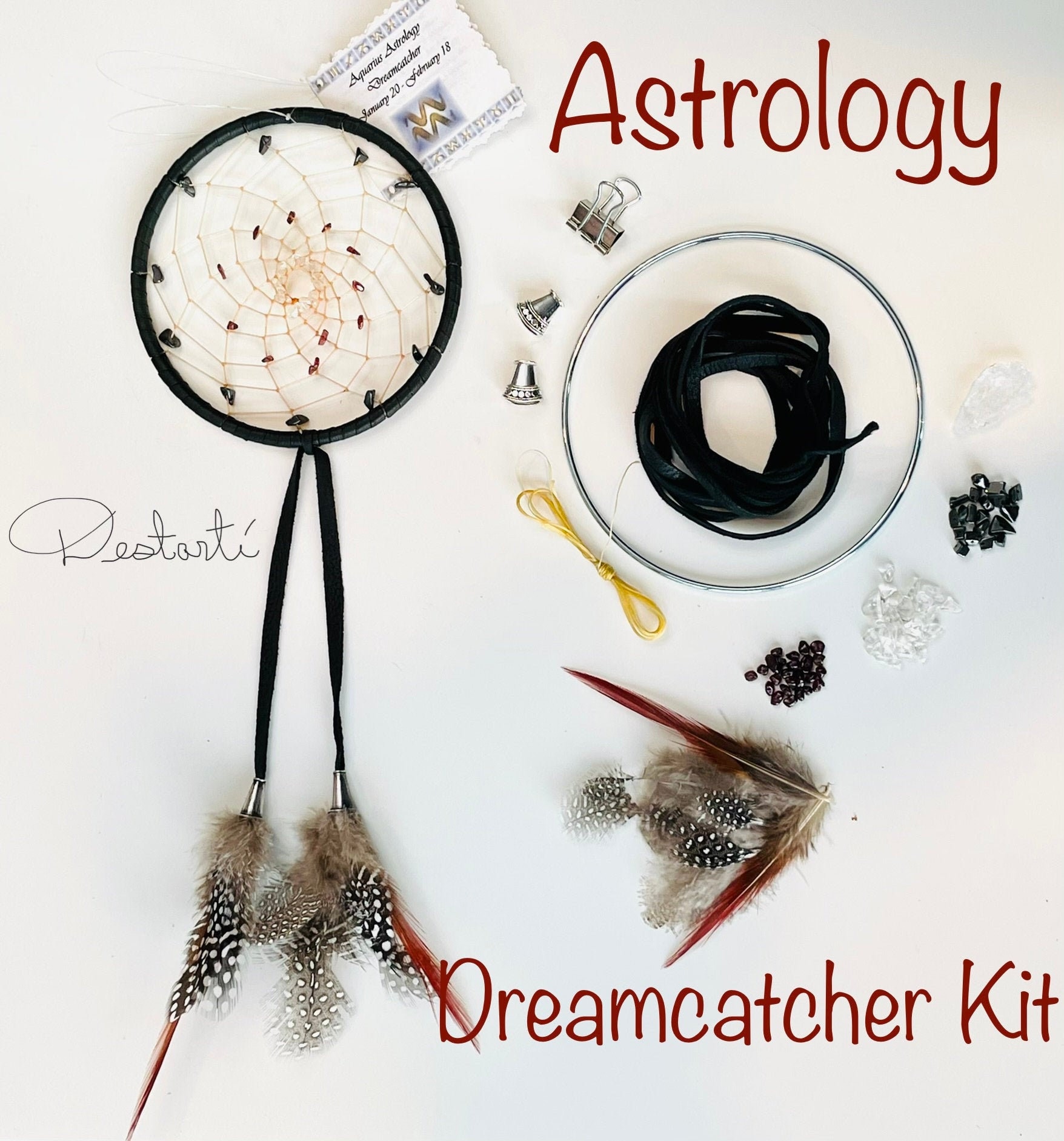 DIY 5 Inch Astrology Dreamcatcher Kit With Choice of All 12 Zodiac Signs 