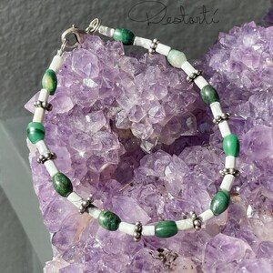 Gemini Astrology Bracelet with African Jade, Howlite and Sterling Silver