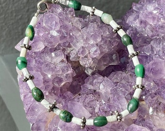 Gemini Astrology Bracelet with African Jade, Howlite and Sterling Silver