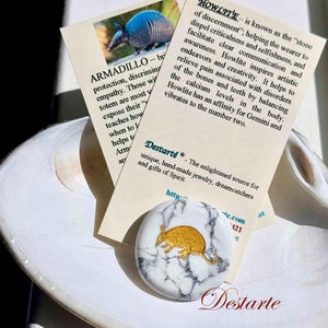 Armadillo Totem Stones: Engraved Worry Gemstones, Gold Embossed Power Animal Pocket Altar