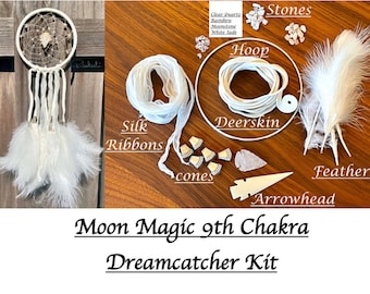 Moon Magic™ White DIY 6 inch Dreamcatcher Kit, 9th Chakra Dreamcatcher Kit, White Crystal Dreamcatcher Kit with Optional Freshwater Pearls