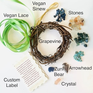 Custom DIY 4 inch Grapevine Dreamcatcher Kit Make your own dream catcher choose your own kit options Vegan Dreamcatcher Kit