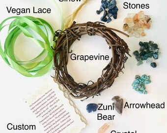 Custom DIY 4 inch Grapevine Dreamcatcher Kit Make your own dream catcher choose your own kit options Vegan Dreamcatcher Kit