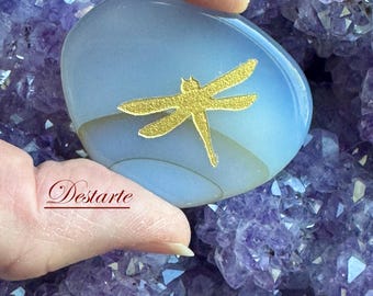 Dragonfly Totem Stones: Embossed Worry Stones, Engraved Power Animal, Pocket Totem