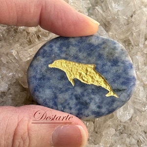 Dolphin Totem Stone: Engraved Worry Gemstone, Embossed Power Animal Pocket Altar
