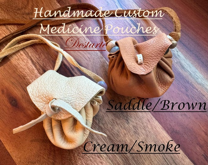 Handmade Deerskin Medicine Bag: Personalized Rustic Power Pouch with Custom Crystals, Power Animal, Beads