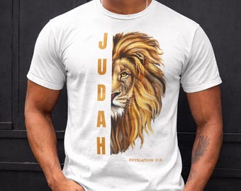 Löwe von Jehuda Shirt, christliches T-Shirt, Bibel-Vers-T-Shirt, Glaube basiert Streetwear, Jesus-Shirt, religiöses Geschenk, Unisex übergroßes grafisches T-Shirt
