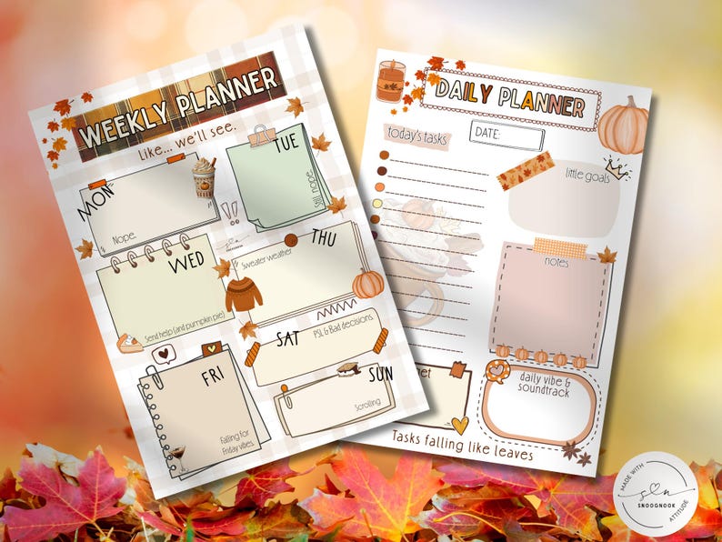 Autumn Daily & Weekly Planner: Cozy Fall Printable (PDF) - Etsy