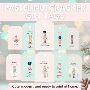Christmas Gift Tag Set: The Pastel Nutcracker Dream Collection