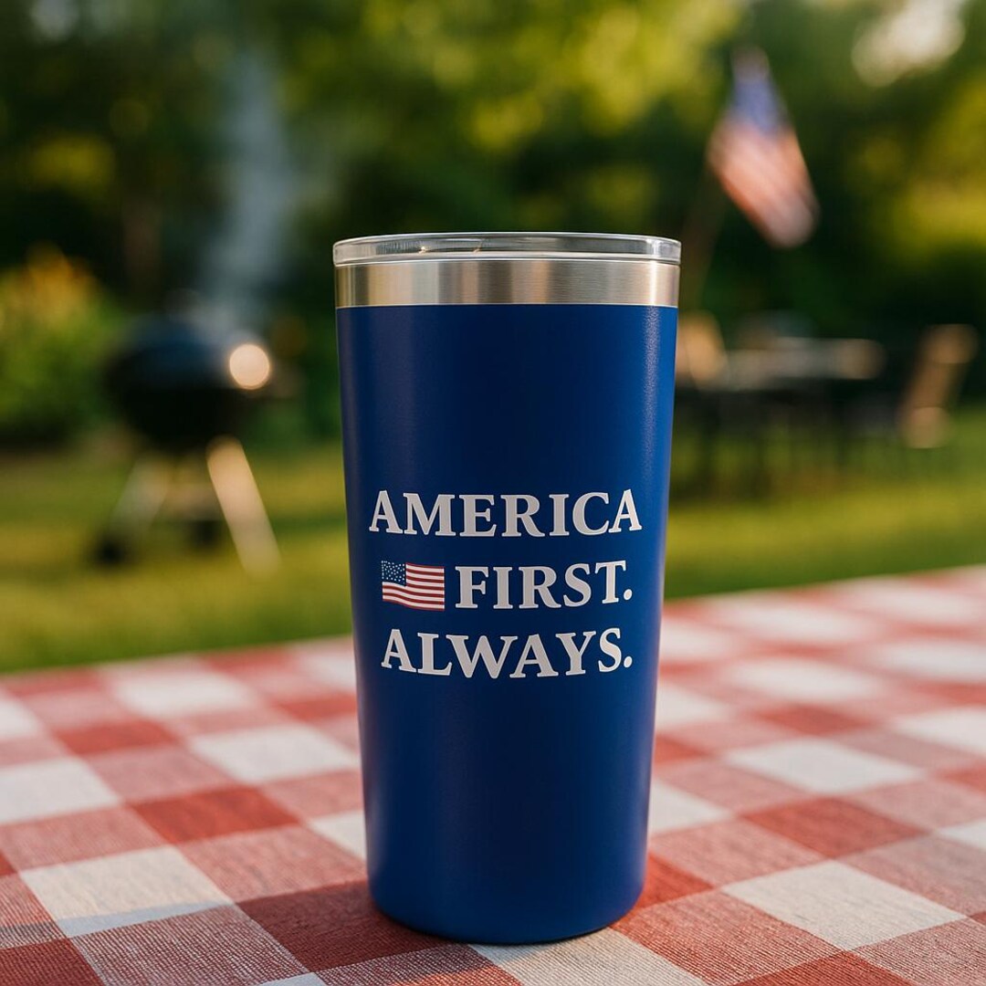 Patriotic Tumbler 20oz - America First Always, Travel Mug, 4th of July ...