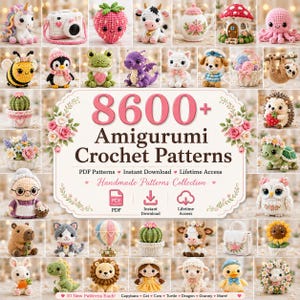 Paquete de más de 8600 patrones de amigurumi a crochet / Animales, muñecos y juguetes adorables en PDF / Descarga instantánea / Colección de crochet ideal para principiantes