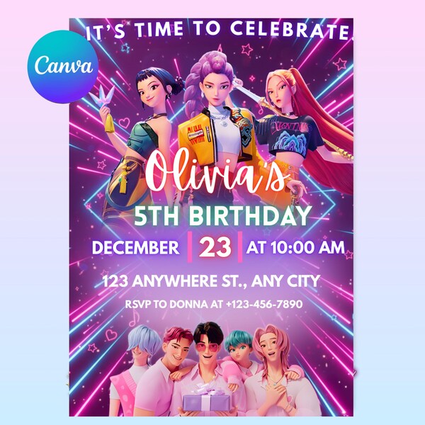 Kids Rave Invite Kpop Kid Theme Invite - Etsy UK