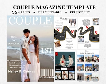 Custom Couple Magazine Template | Unique Anniversary Gift| Personalized Gift for Partner |Romantic Relationship Magazine|Engagement Keepsake