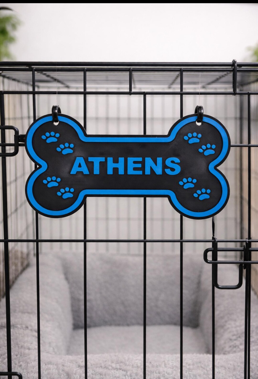 Personalized Bone Dog Crate Name Tag – Custom Pet Sign, Paw Print ...