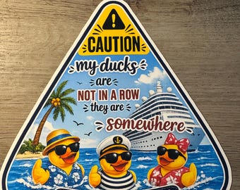 Funny Cruise Door Magnet – Caution My Ducks Are Not In A Row, Cruise Duck Magnet, Cabin Door Decor, Cruise Gift Idea